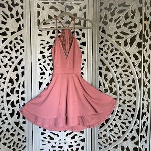 Windsor Floral Lace Open Back Skater Dress